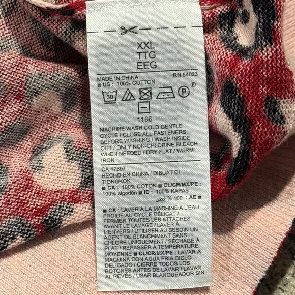 Old Navy Cardigan Sweater Dark Academia Romantic Goth Classic Animal Red XXL - Picture 4 of 6